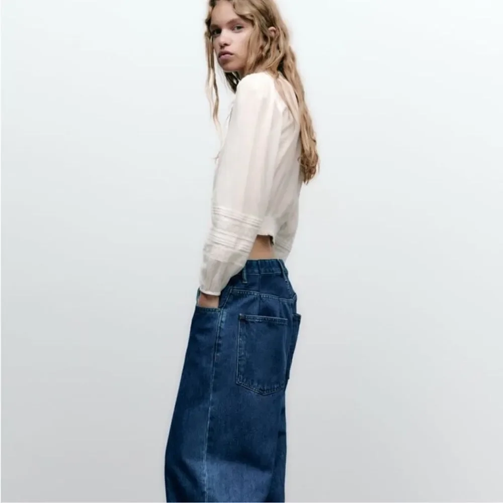 Zara cotton viscose blend long sleeve top